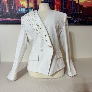Morgan Miller Elegant White Blazer with Lace Detail